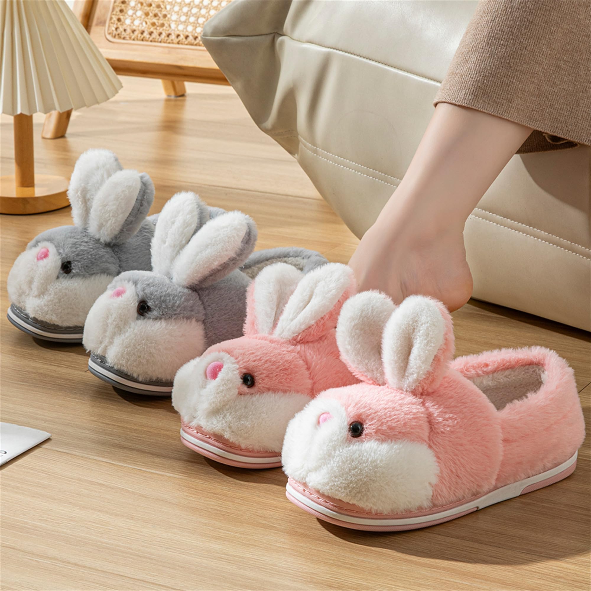 LANFIRE Women's Fuzzy Rabbit Slippers - Soft Plush Winter House Shoes for Women, Cozy Indoor & Outdoor Slippers, Warm Animal-Themed Slippers for Home, Lounge, and Gift Giving
