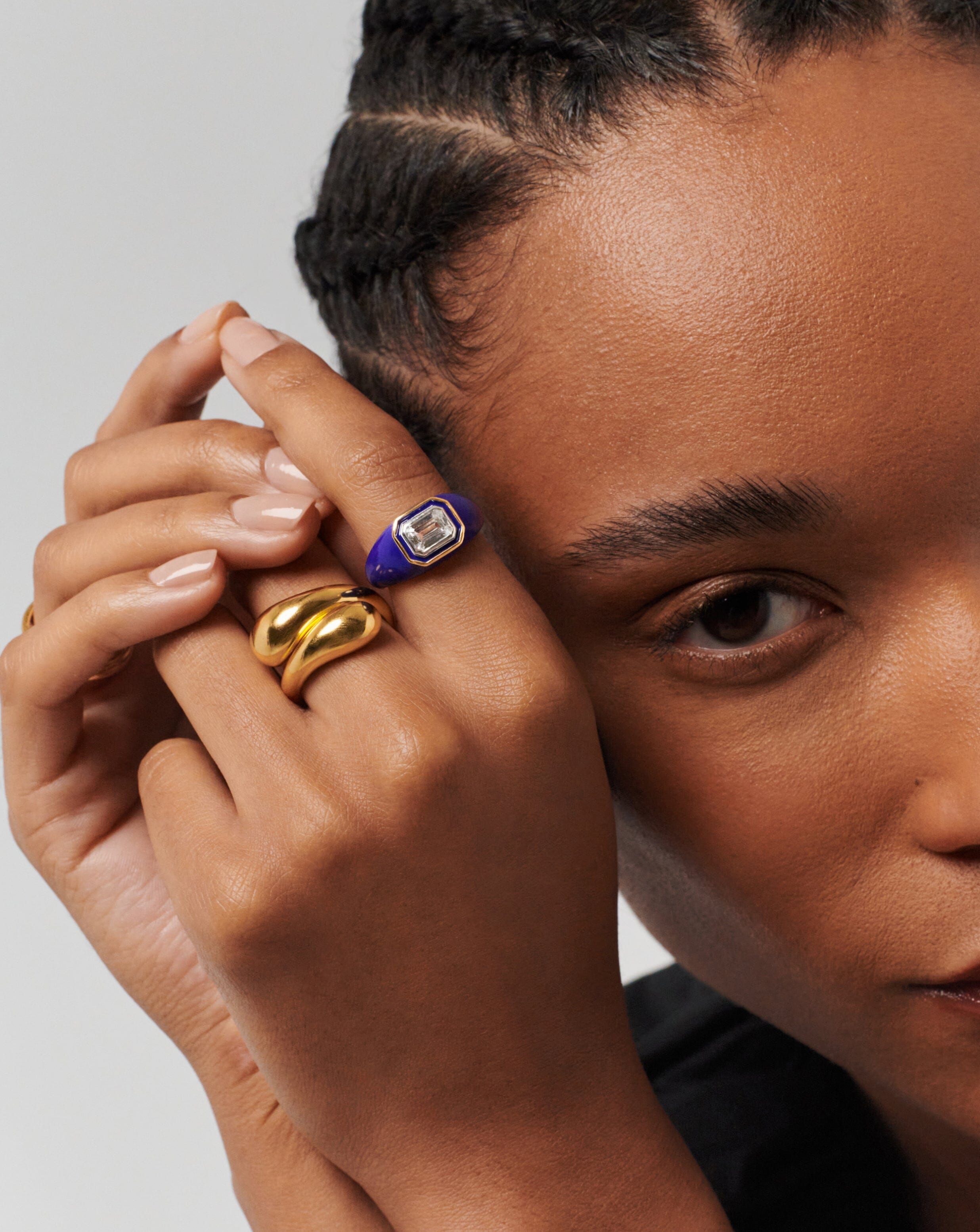 Enamel & Stone Dome Statement Ring - Elegant Handmade Jewelry for Women | Perfect for Parties, Weddings & Special Occasions