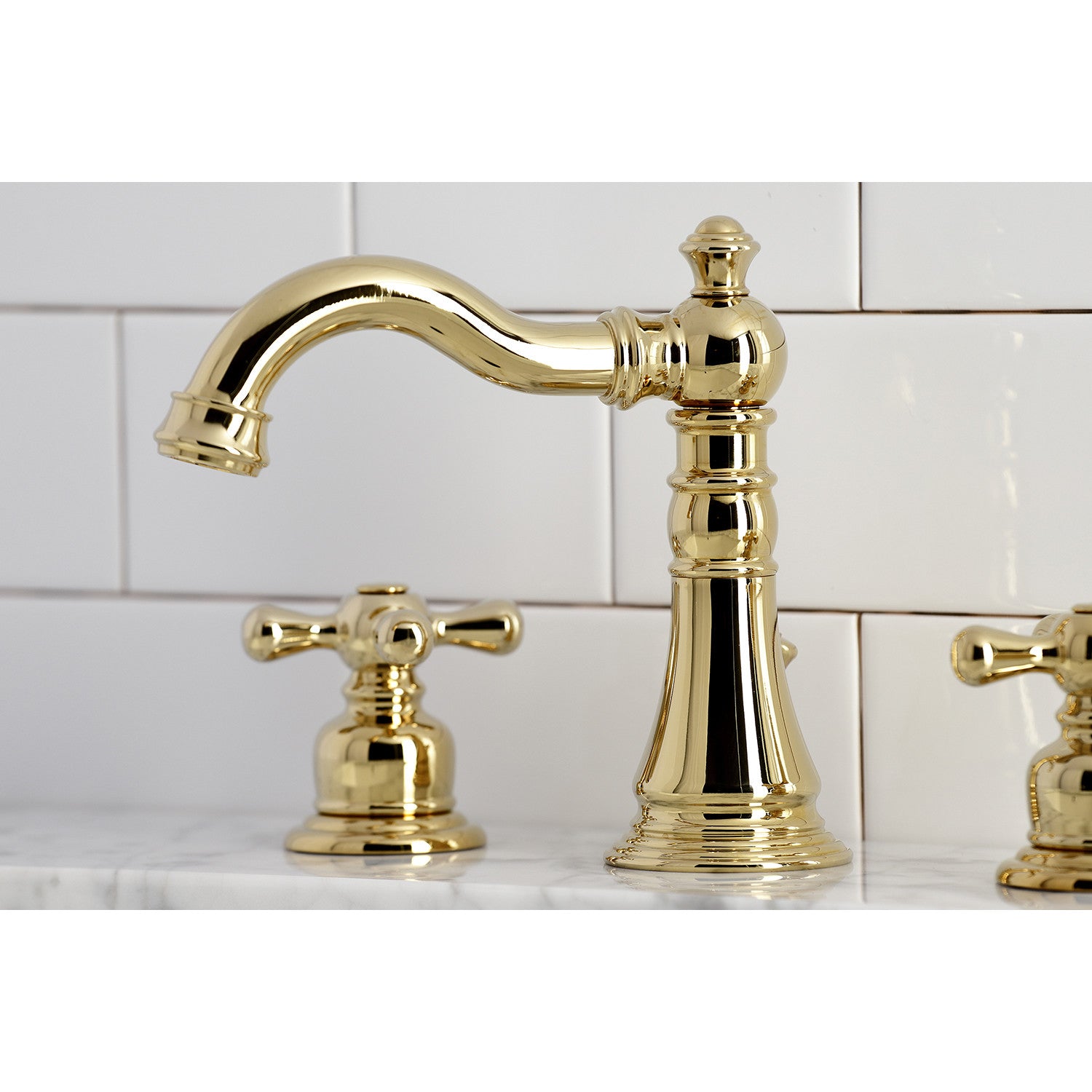 American Classic FSC1972AX 3-Hole Widespread Bathroom Faucet with Pop-Up Drain - Polished Brass Finish - Perfect for Modern Bathroom Vanities and Sink Upgrades