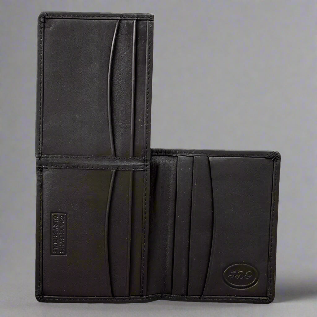 JBG International Men's Bifold Leather Wallet with Flip-Up ID Window - Slim RFID Blocking Wallet for Business & Travel