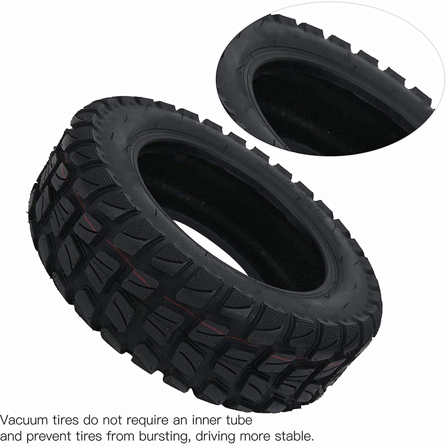 90/65-6.5 11 Inch Tubeless Vacuum Rubber Tire - Thickened Wear-Resistant Electric Scooter Replacement Tire for Commuting & Off-Road Riding