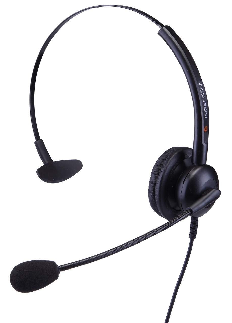 Single Ear Headset for Mitel 5324 5330 5340 5360 8520 8560 & 8600 Phones with FREE RJ9 Plantronics QD Cable (QD002) - Perfect for Office Calls & Customer Service