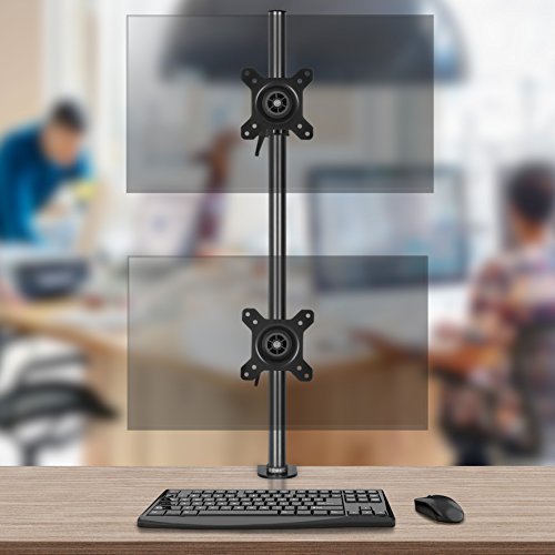 Duronic DM35V2X1 Dual Vertical Monitor Stand - Adjustable 2 Monitor Arm Mount for 13-27