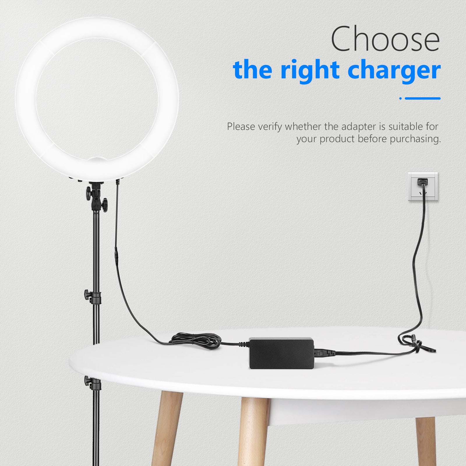 NEEWER AC 110V to DC 15V Power Adapter for Ring Light - Compatible with LED Photography Lighting, Video Studio Equipment, and Streaming Setup (Perfect for YouTube, TikTok, and Live Broadcasts)