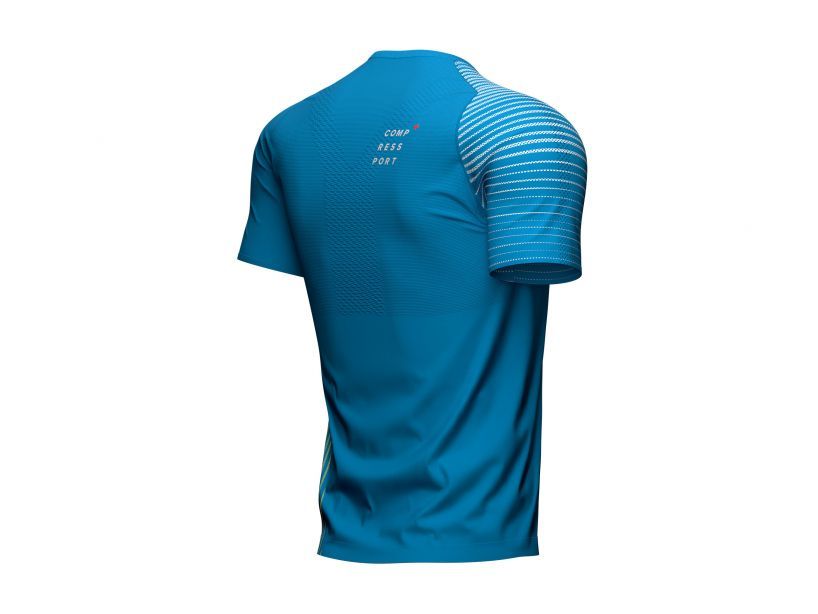 Compressport Men's Performance Short Sleeve T-Shirt - Hawaiian/Primerose - Moisture Wicking, Breathable & Lightweight for Running, Gym & Outdoor Activities