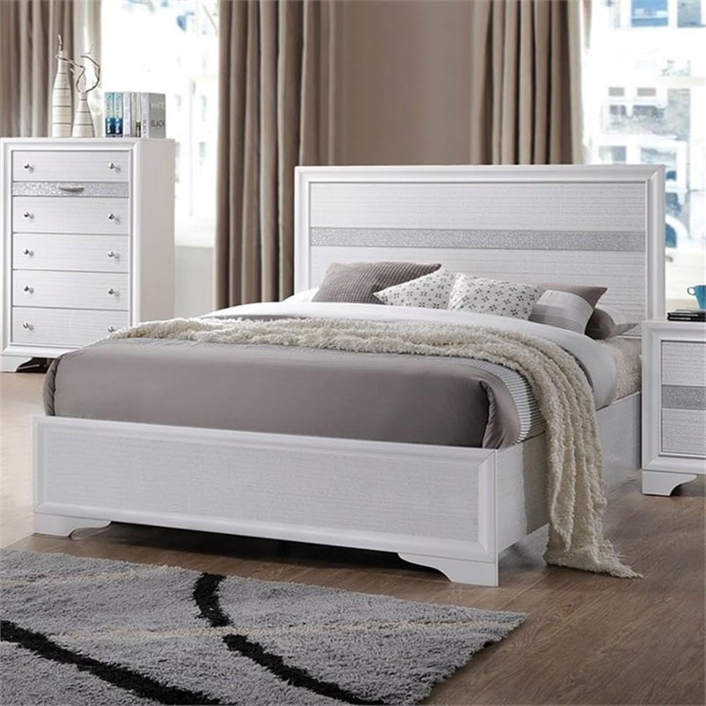 Acme Naima White Wooden Twin Panel Bed Frame - Solid Wood Platform Bed for Kids & Teens - Perfect for Small Bedrooms, Guest Rooms & Dormitories