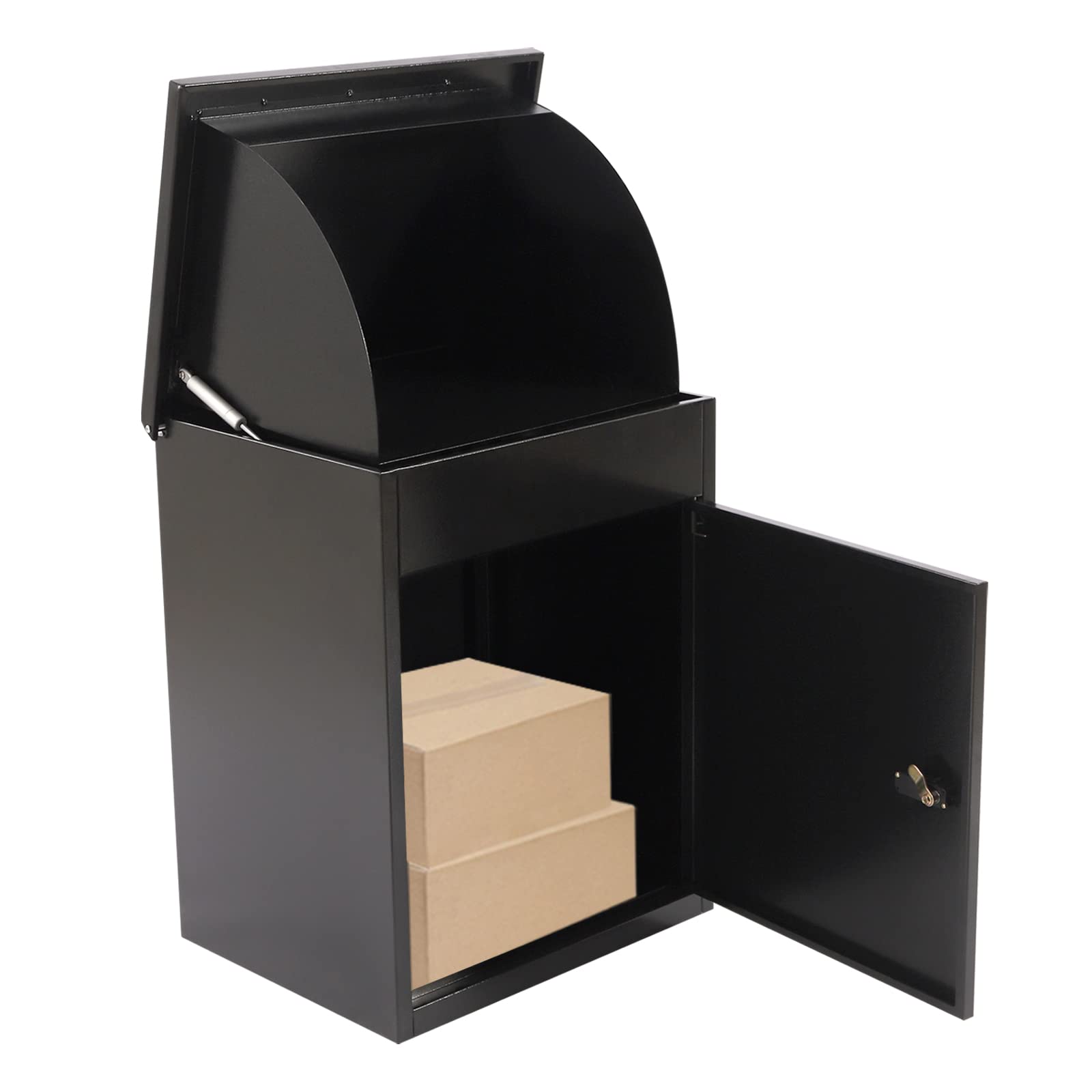 16.13x13x22in Wall Mounted Anti-Theft Parcel Drop Box with Code Lock - Large Outdoor Package Delivery Mailbox for Secure Shipping (Black) - Perfect for Porch, Front Door & Apartment Building Deliveries
