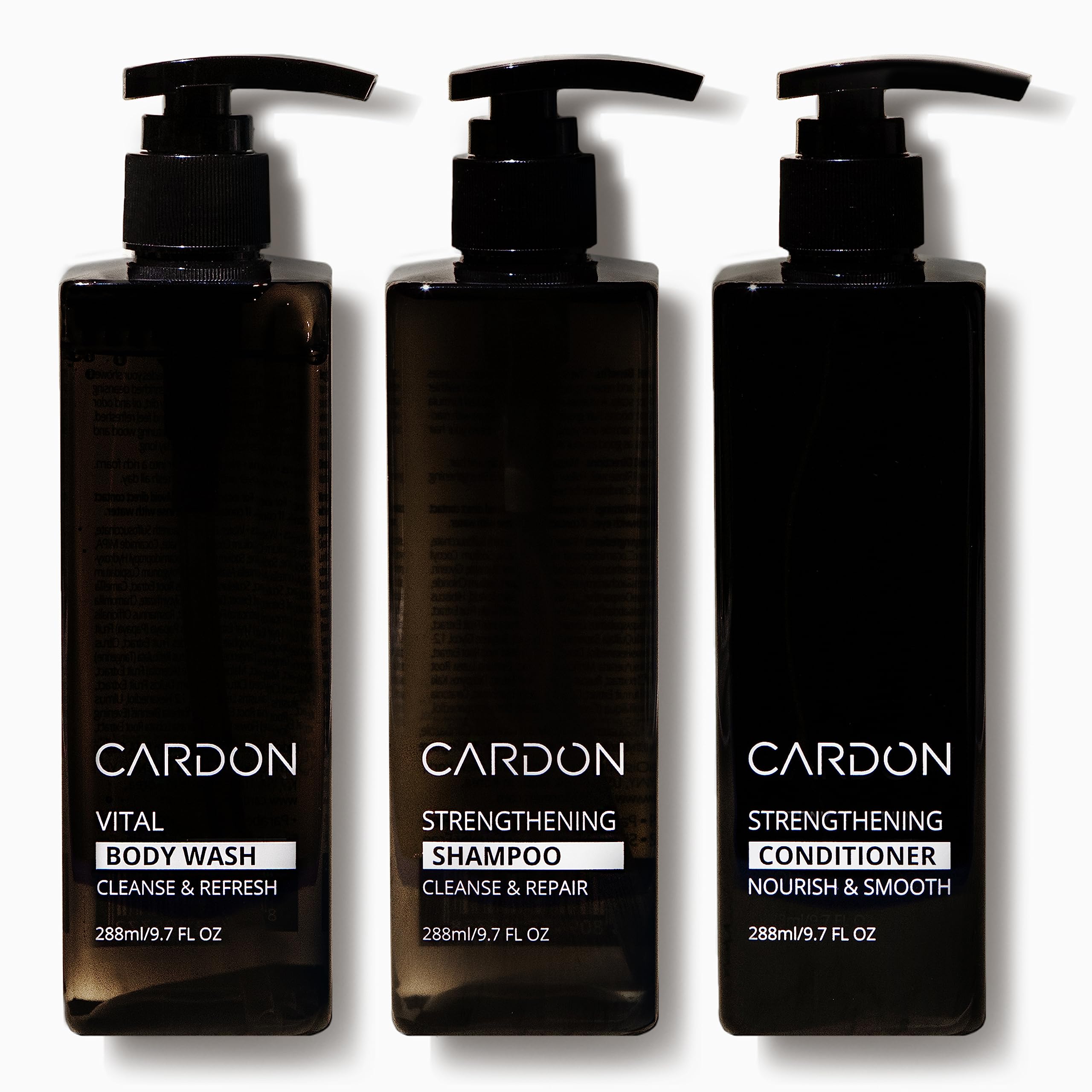 Cardon Body Wash, Shampoo & Conditioner Set - Sulfate-Free & Moisturizing Shower Essentials for Men & Women - Perfect for Daily Hair & Skin Care Routine