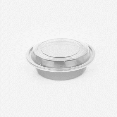 16 oz Round Silver Plastic To-Go Containers with Clear Lids - Microwave Safe, 6.25