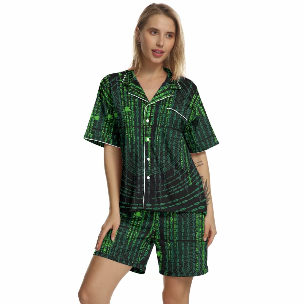 Silk Pajama Sets for Women - Soft Short Sleeve Sleepwear & Loungewear with Button Down Top - Perfect for Sleeping, Lounging at Home, and Traveling