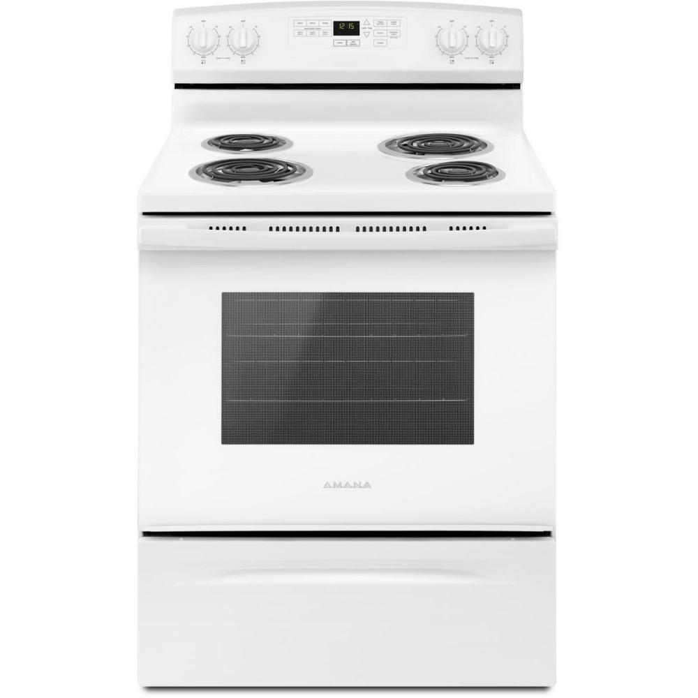 Amana 30 Inch Freestanding Electric Range YACR4503SFW - Stainless Steel, 4.5 cu. ft. Oven Capacity - Perfect for Home Kitchen Cooking & Baking