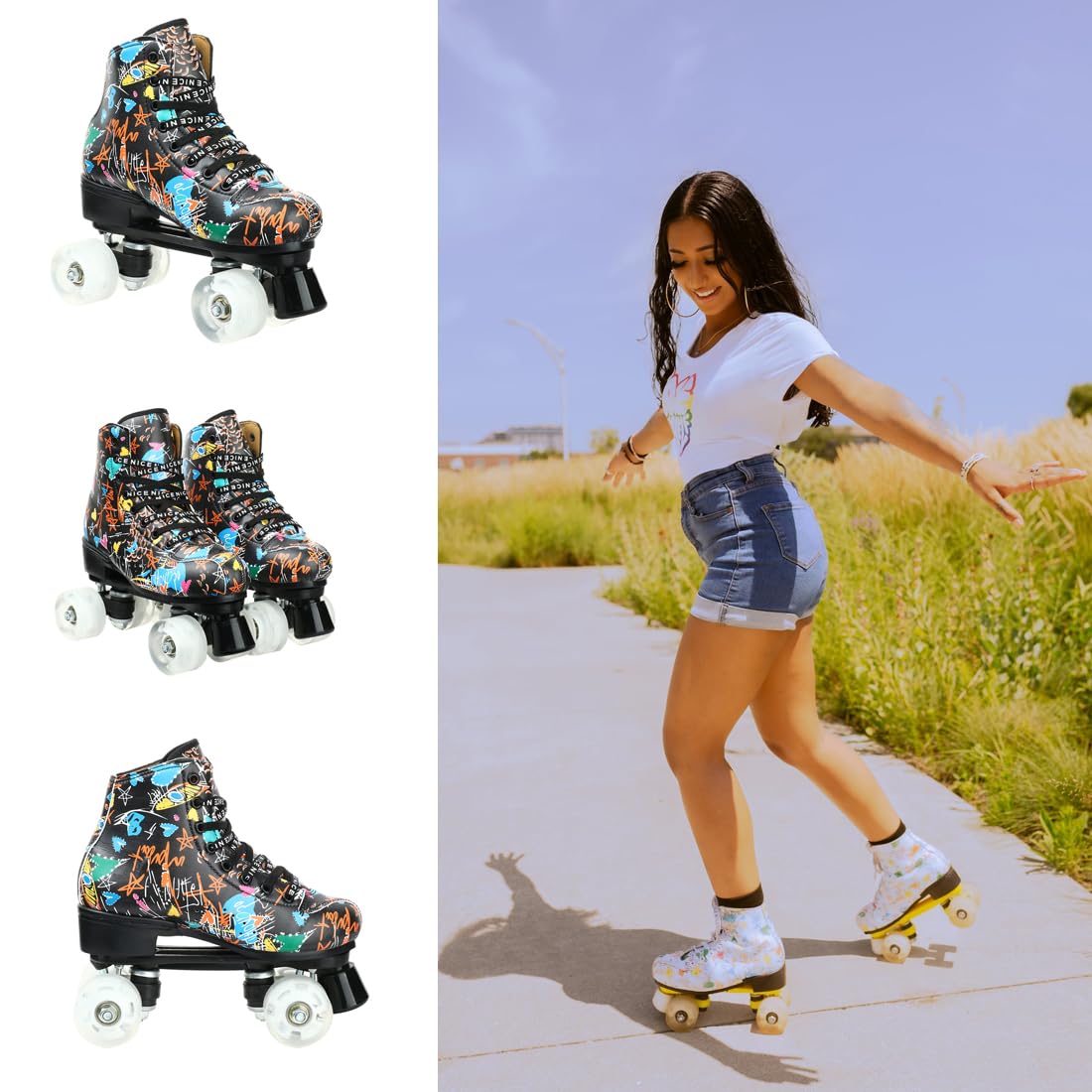 Best Unisex Classic High-Top Roller Skates for Adults - Indoor & Outdoor 4-Wheel Skates for Fitness, Recreation & Rink Skating