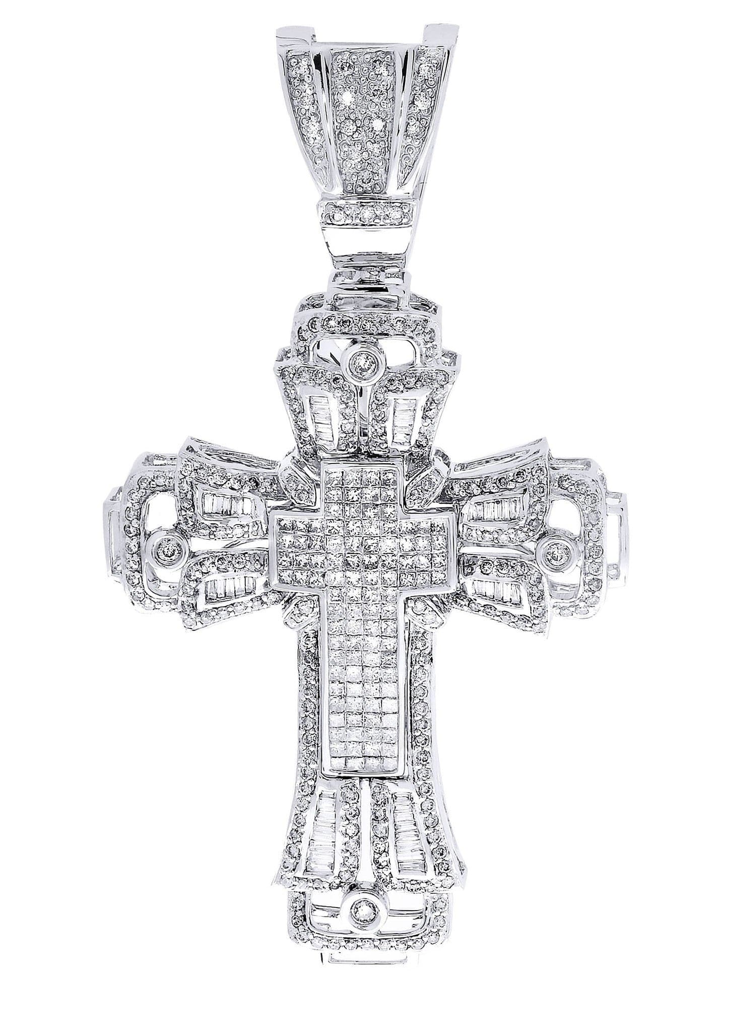 3.18 Carat Diamond Cross Pendant Necklace - 21.52 Grams Solid Gold Religious Jewelry for Women - Perfect for Church, Baptism & Special Occasions