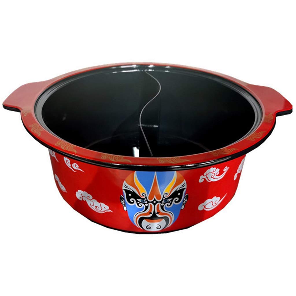 Premium Cast Iron Enamel Chafing Dish - 30cm Dual Grid Induction Hob & Oven Safe Cookware for Hot Pot, Skewers & Buffet - Ideal for Home, Restaurant & Commercial Use (Red)