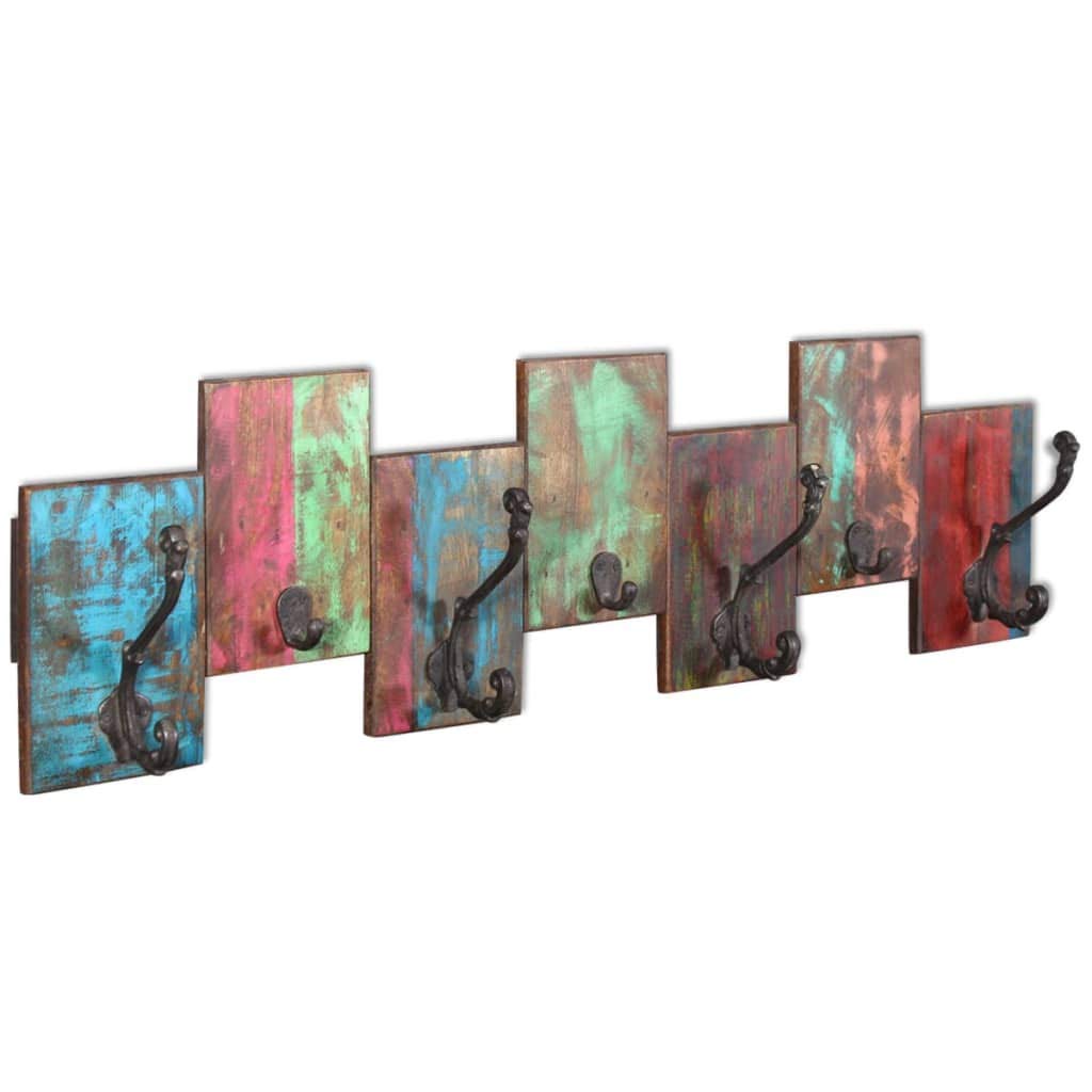 vidaXL Solid Reclaimed Wood Coat Rack - Handcrafted Wall Hooks for Clothes, Hats & Bags | 30.7 x 9 Inches | Entryway Organizer, Bedroom Decor & Hallway Storage Solution