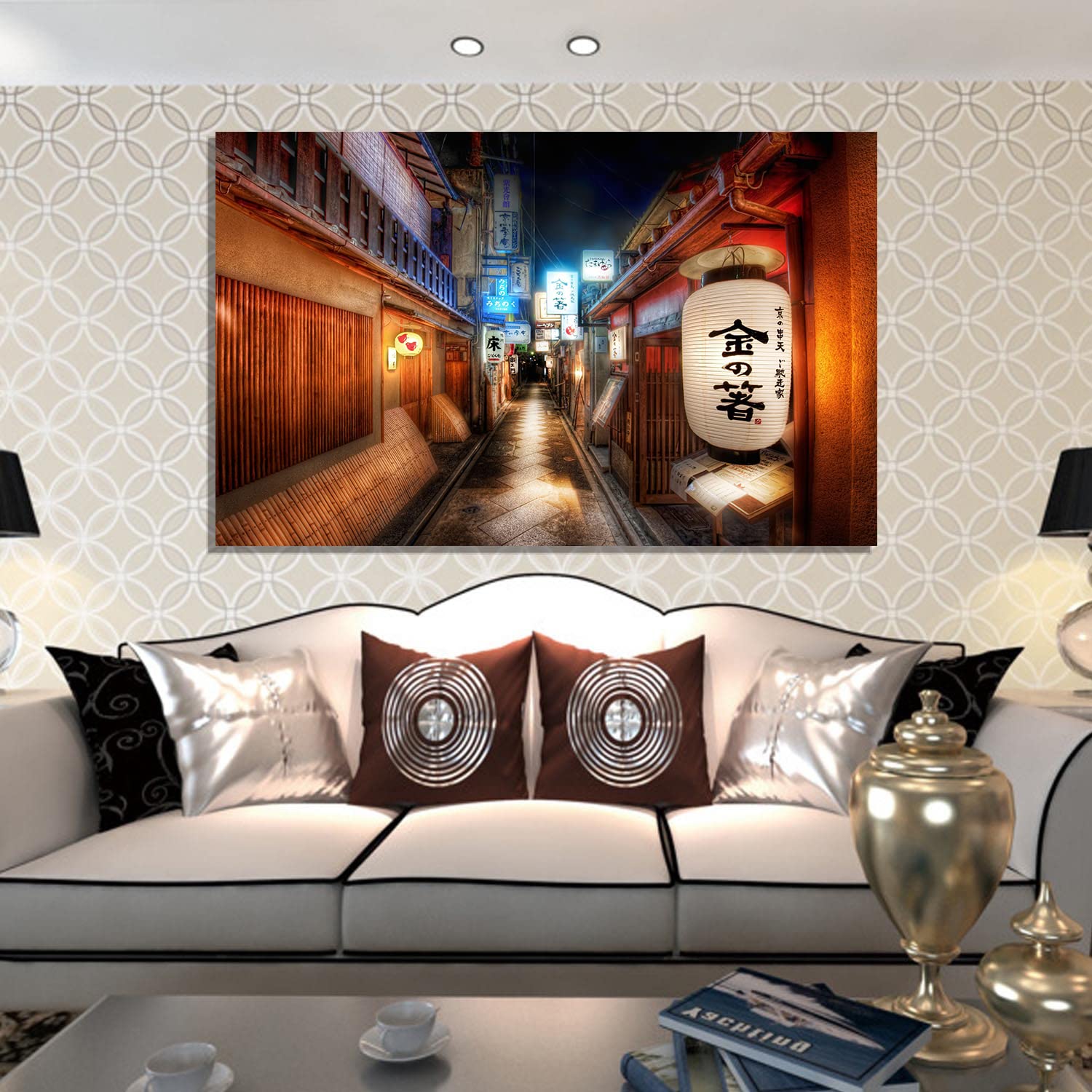 Japanese Restaurant Canvas Art - Framed Wall Painting Decor for Home, Office, Bedroom - Ready to Hang - Perfect for Asian-Themed Dining Rooms & Modern Interior Design