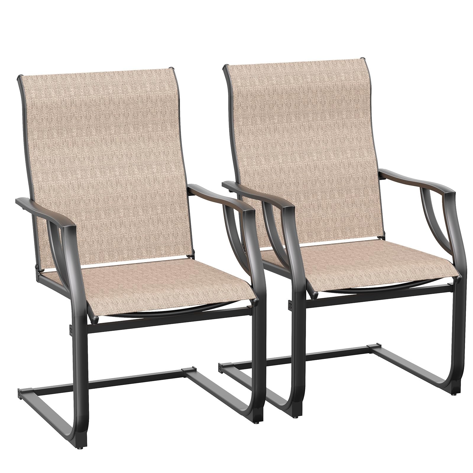 Amopatio 2-Piece Patio Chair Set - All-Weather Outdoor Dining Chairs, Breathable Garden Furniture for Backyard, Deck, or Poolside - Light Brown - Perfect for Outdoor Entertaining and Relaxation