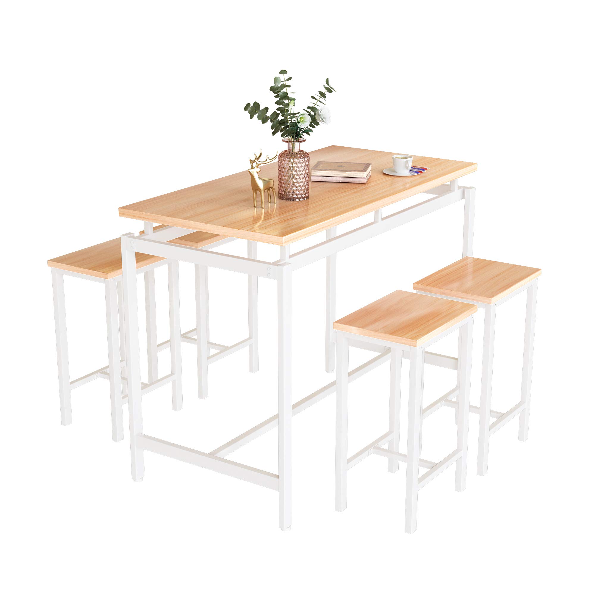 Recaceik 5-Piece Modern Dining Table Set - Wooden Kitchen Table & 4 Chairs for Breakfast Nook, Small Space Living Room | Perfect for Apartments, Condos & Cozy Home Dining Areas