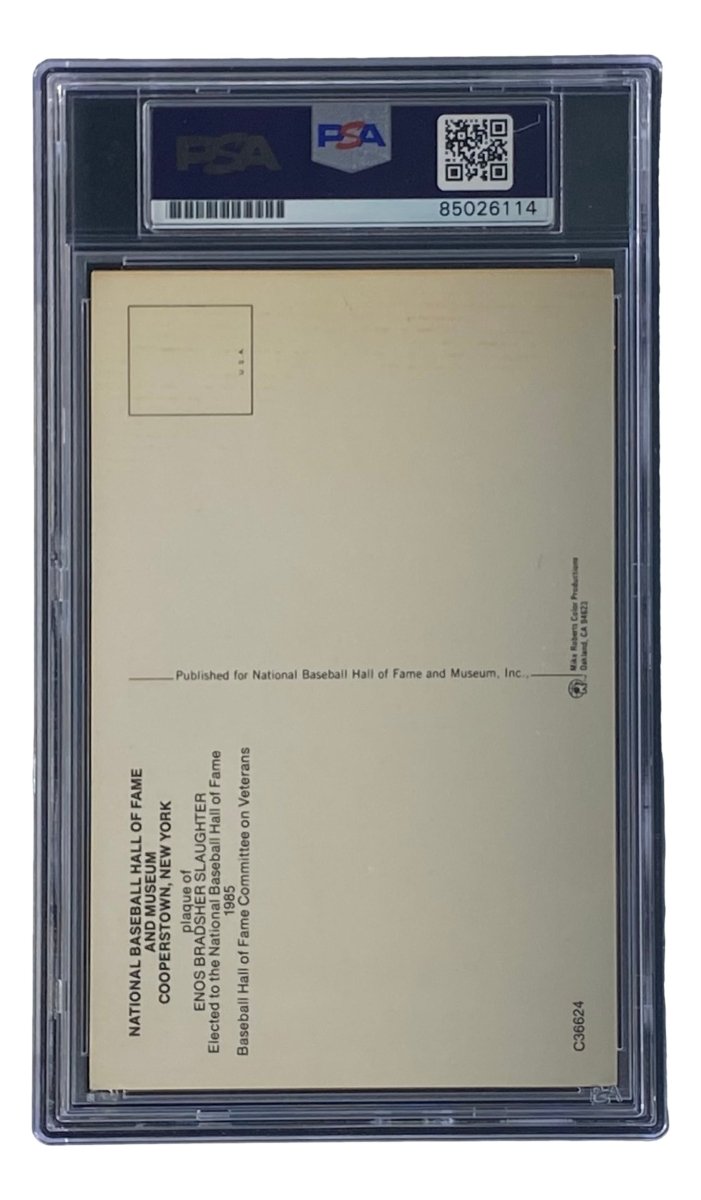 Enos Slaughter Autographed 4x6 St. Louis Cardinals Hall of Fame Plaque Card - PSA/DNA Certified #85026114 - Perfect for Baseball Memorabilia Collectors & Cardinals Fans Display
