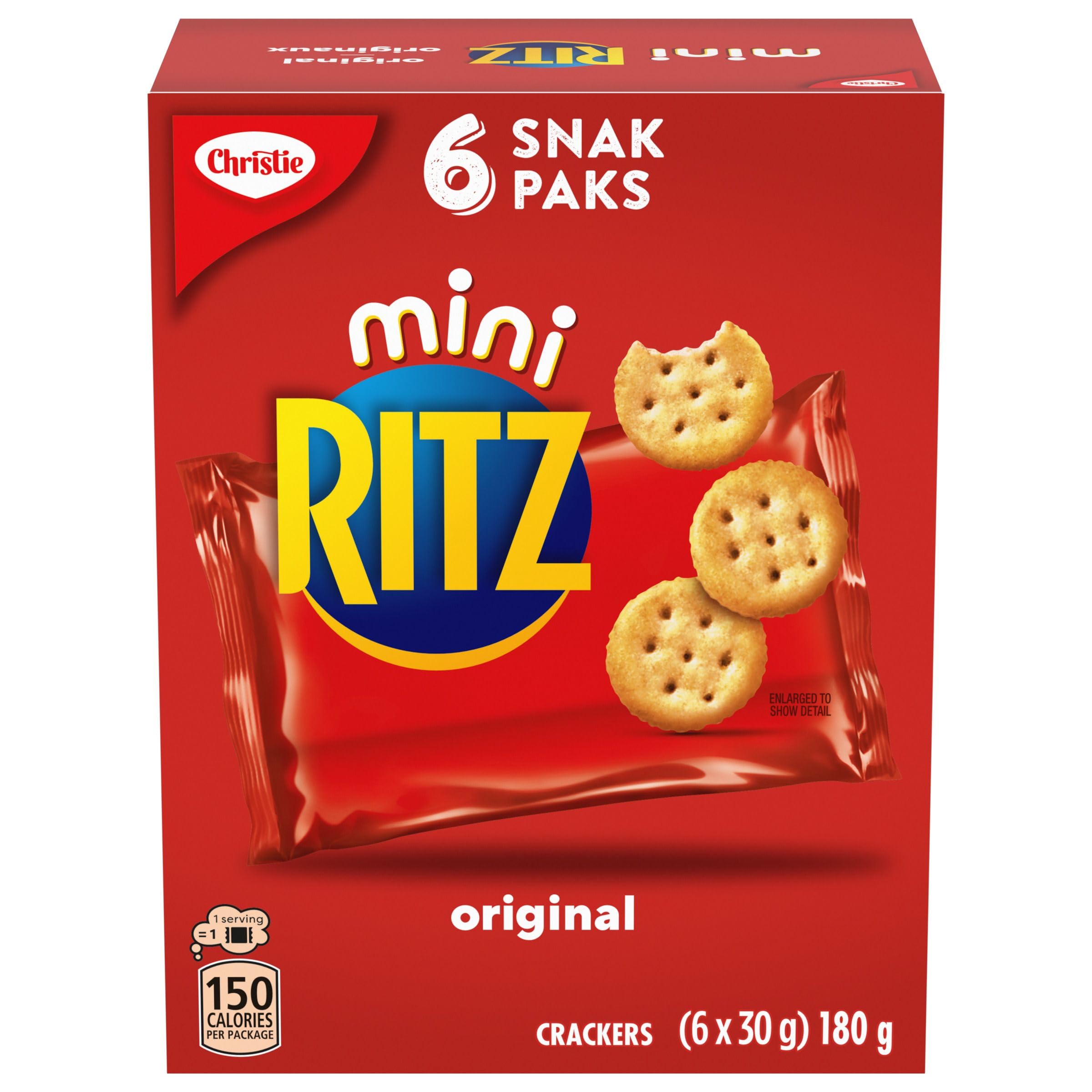 Ritz Mini Crackers Snack Pack - 180g (6.35oz) | Perfect for School Lunches, Office Snacks & On-the-Go Treats | Crunchy Buttery Crackers in Convenient Single-Serve Portions
