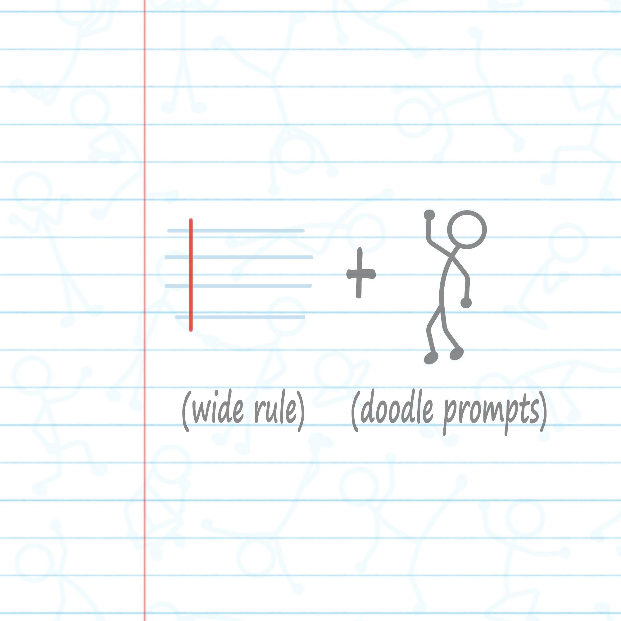 Premium Wide Ruled Spiral Notebook with Doodle Prompts - 10.5