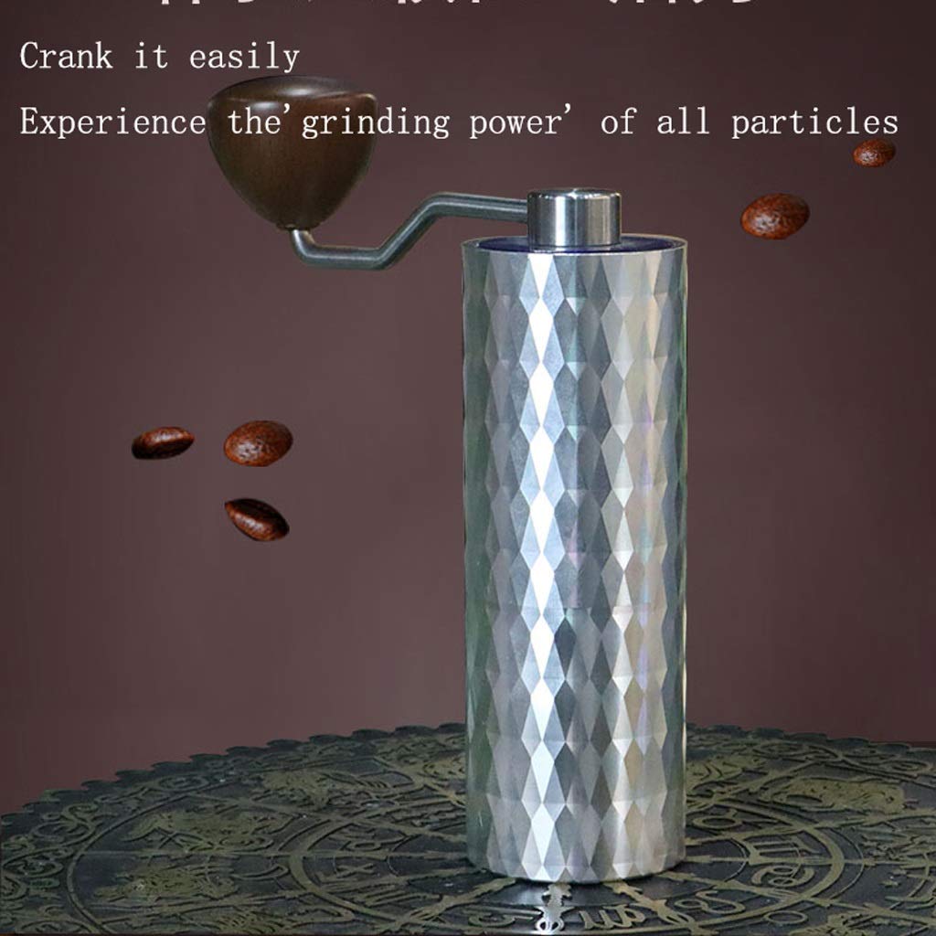 Premium Manual Coffee Grinder - Adjustable Aluminum Alloy Hand Mill for Espresso, French Press & Pour Over | Compact Travel & Office Coffee Maker with Ceramic Burrs | Perfect for Camping, Gifts & Home Brewing (Silver)