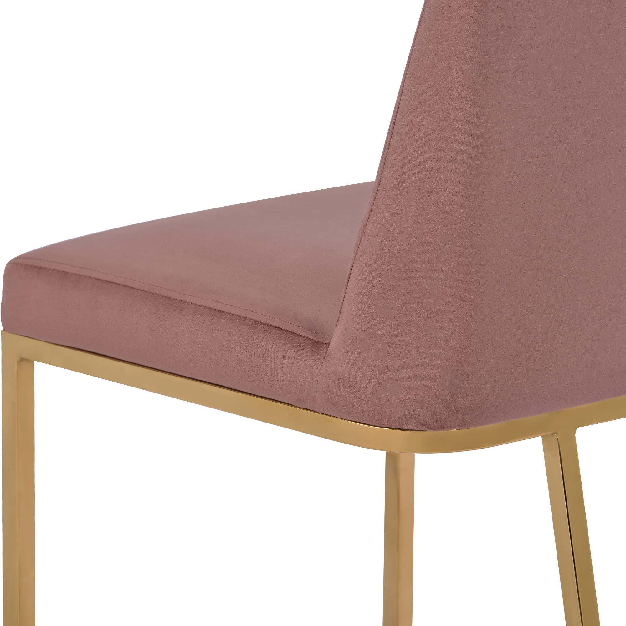 Modern Minimalist Velvet Upholstered Dining Chairs Set of 2 - Pink Accent Chairs with Gold Metal Base for Living Room, Kitchen, Vanity, Patio - Perfect for Small Spaces, Dining Areas & Home Decor