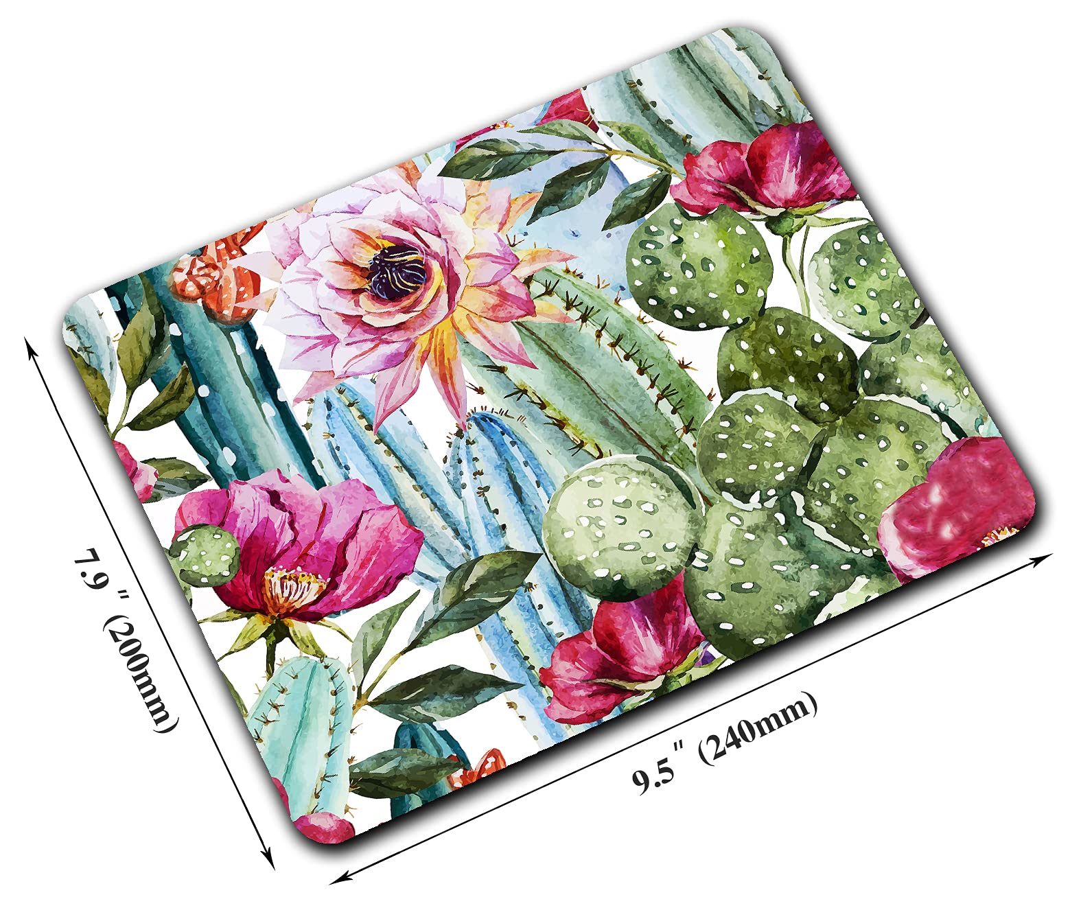 Cactus Painting Mouse Pad - Natural Floral Computer Mousepad with Anti-Slip Rubber Base for Laptop & PC | Perfect for Office, Gaming & Home Workspace Decor