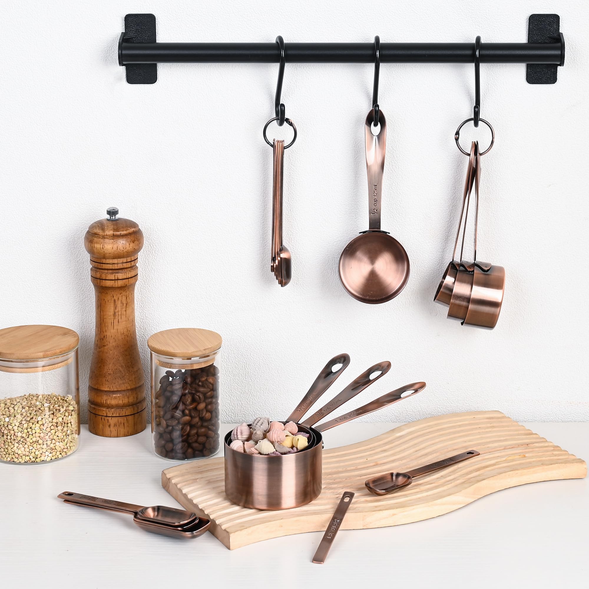 Premium 17-Piece Copper & Stainless Steel Measuring Cups and Spoons Set with Leveler - Essential Baking & Cooking Tools for Home Kitchen, Professional Chefs & Bakers