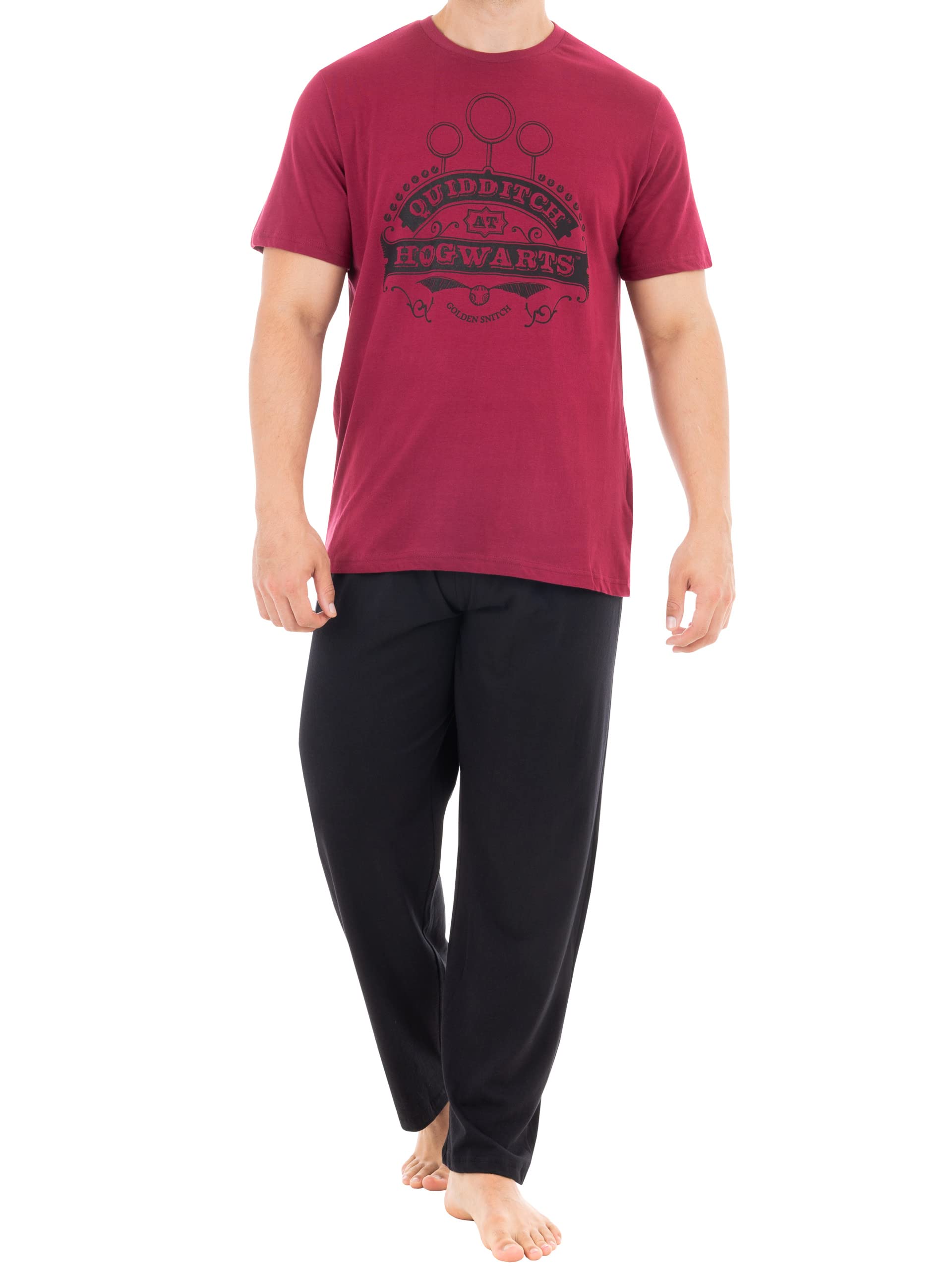 Harry Potter Quidditch Pajamas for Men - Official Licensed Sleepwear - Comfortable Cotton PJ Set for Fans & Gifts - Perfect for Movie Nights, Halloween Costumes & Harry Potter Themed Parties