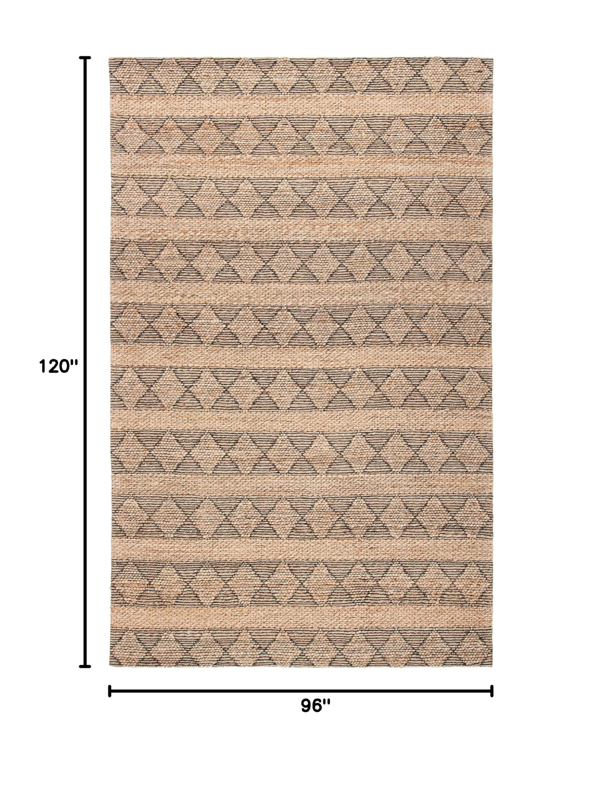 SAFAVIEH Natural Fiber Collection 8' x 10' Handmade Jute Area Rug - Natural/Black NFB551A - Perfect for Living Room, Dining Room & Bedroom Decor