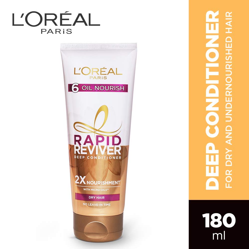 L'Oreal Paris Rapid Reviver 6 Oil Nourish Deep Conditioner 180ml & Dream Lengths Conditioner 192.5ml - Hair Repair & Hydration for Dry, Damaged Hair - Perfect for Daily Use & Salon-Quality Results at Home