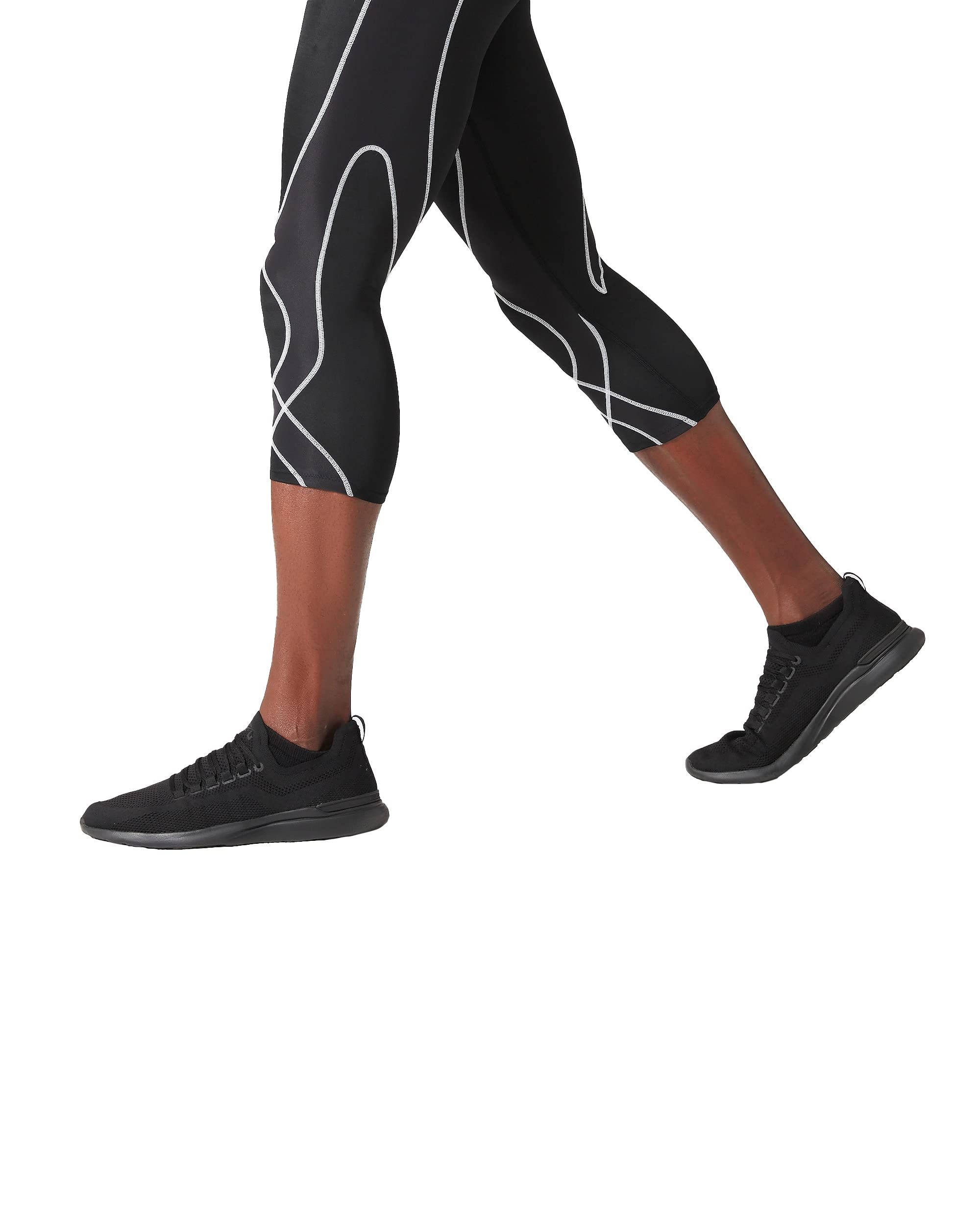 CW-X Men's Stabilix 3/4 Compression Tights for Joint Support - Running, Cycling & Workout Recovery (Black)
