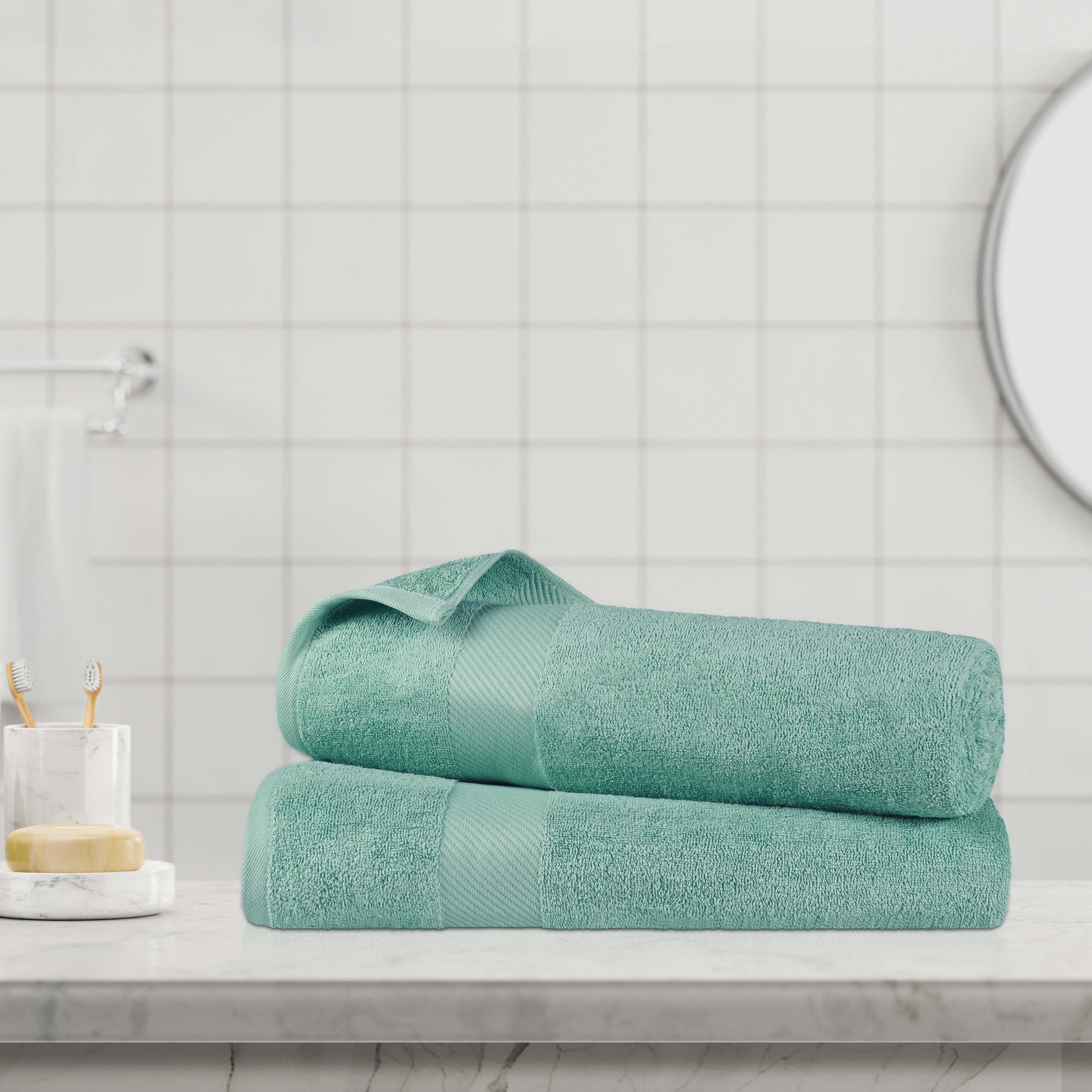 Premium Egyptian Cotton 2-Piece Bath Sheet Set with Luxury Dobby Border - Ultra Soft & Absorbent Towels for Spa, Hotel & Home Bathroom Luxury