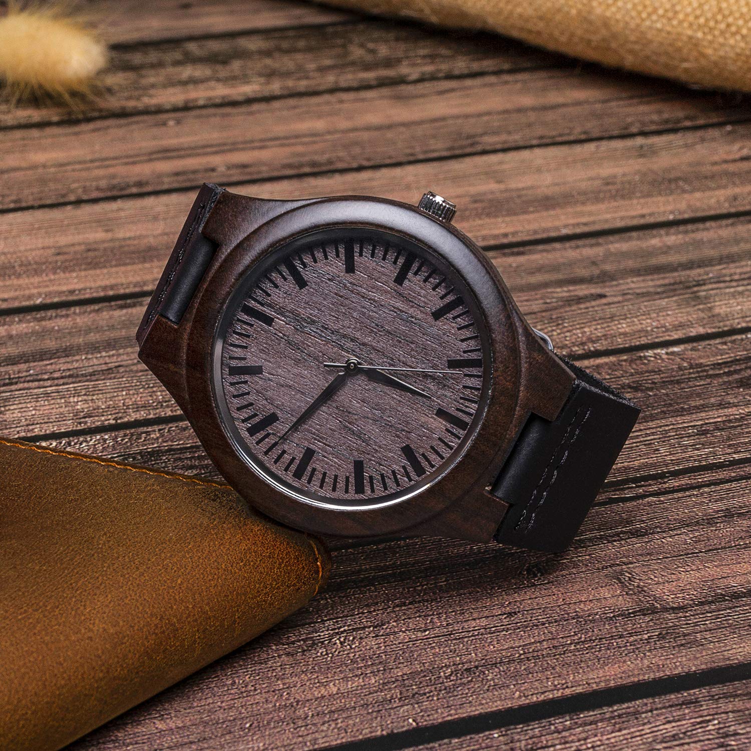 Custom Engraved Wooden Watch for Men - Personalized Gift for Boyfriend, Anniversary, Birthday - Unique Wooden Timepiece for Everyday Wear & Special Occasions