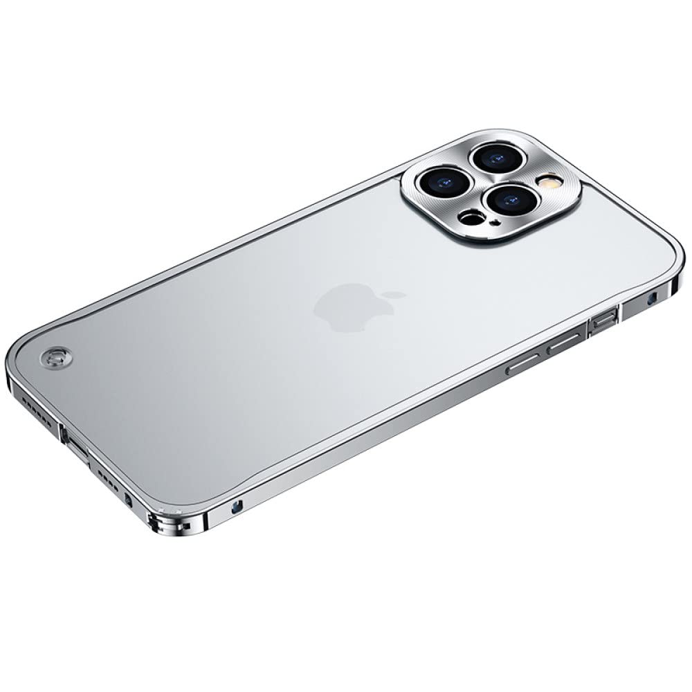 Premium Aluminum Metal Frame & Matte Translucent Back Cover for iPhone 11/12/13 Mini/Pro/Max - Slim Protective Case with Lens Protection (Silver) | Perfect for Everyday Use, Travel & Outdoor Activities