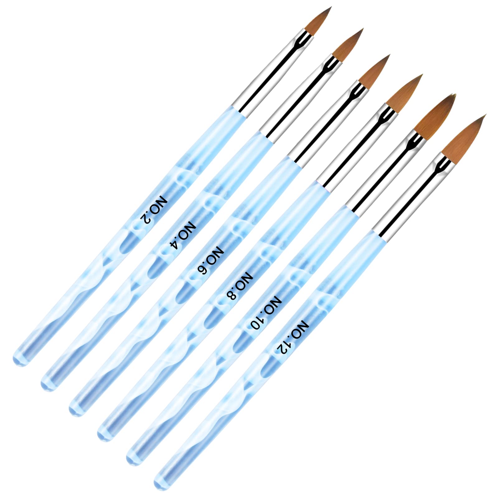 Vesaneae 6-Piece Blue Nail Art Brush Set - Professional UV Gel & Acrylic Nail Polish Brushes for Manicure, Perfect for Salon & Home Nail Art Design