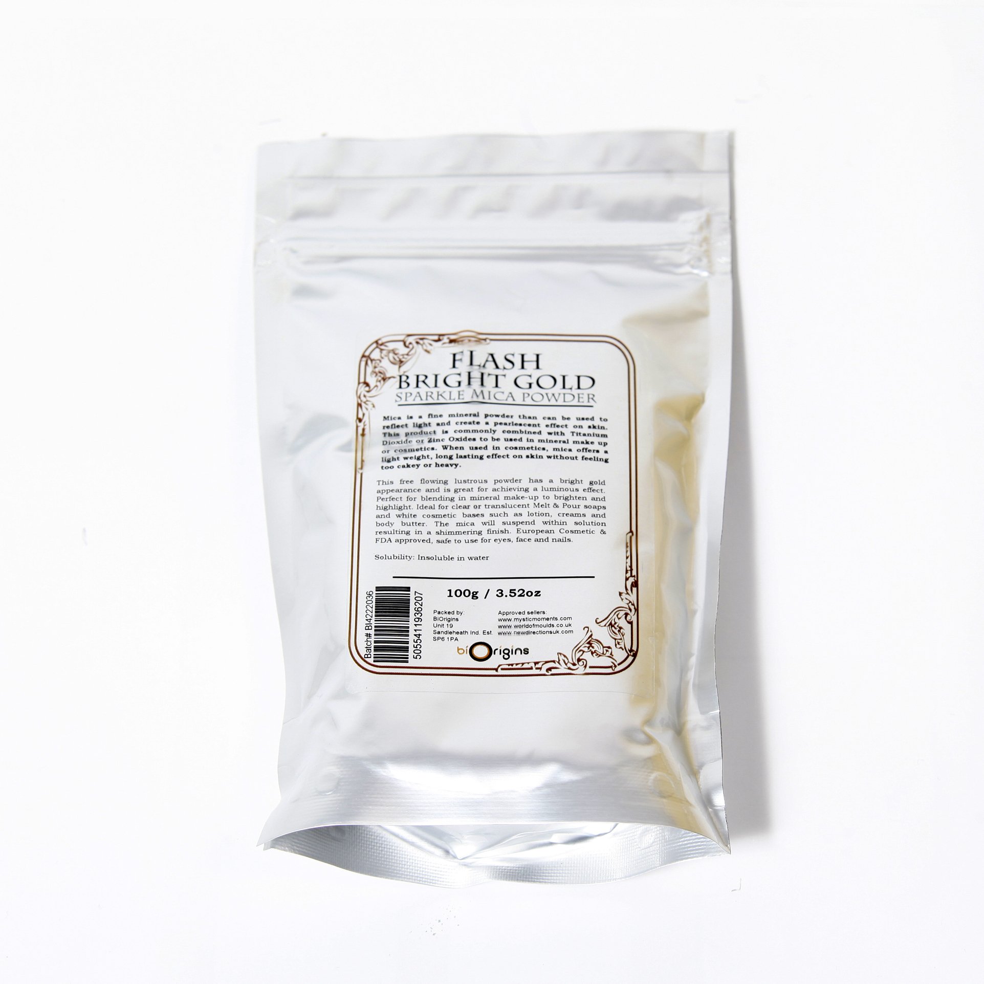 Flash Bright Gold Sparkle Mica Powder - 100g for DIY Crafts, Soap Making, Resin Art & Cosmetic Pigments | Premium Cosmetic Grade Glitter Powder for Nail Polish, Epoxy Resin & Bath Bombs