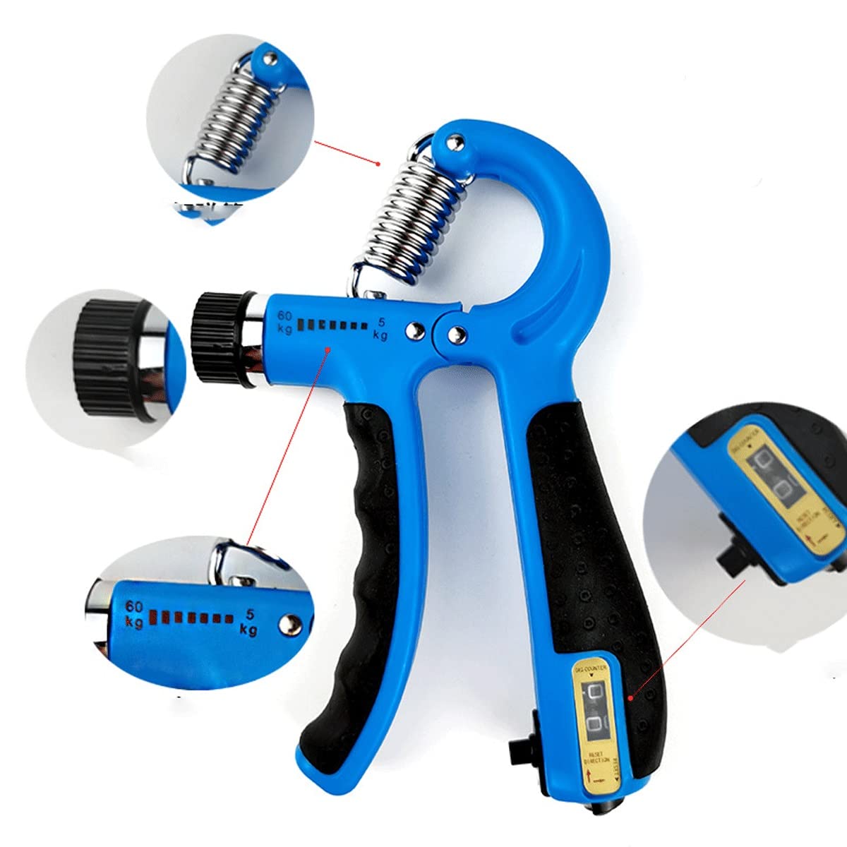 Adjustable Hand Grip Strengthener 11-132Lbs - Non-Slip Grip Strength Trainer for Forearm & Finger Exercises - Orange Resistance Bands for Muscle Building & Physical Therapy - Perfect for Gym, Office & Home Workouts