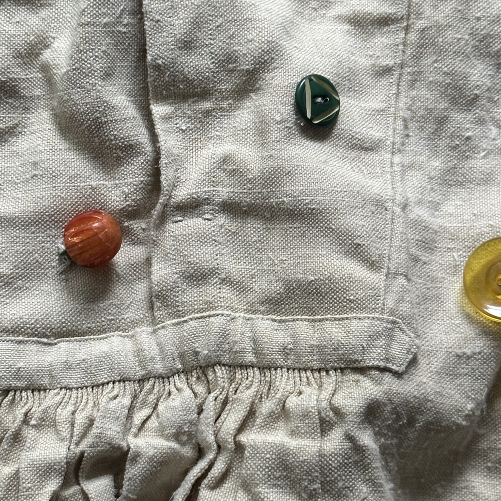 19th Century Vintage Linen Nightshirt with Antique Buttons - Custom Made Sleepwear for Historical Reenactments & Themed Events (#12)