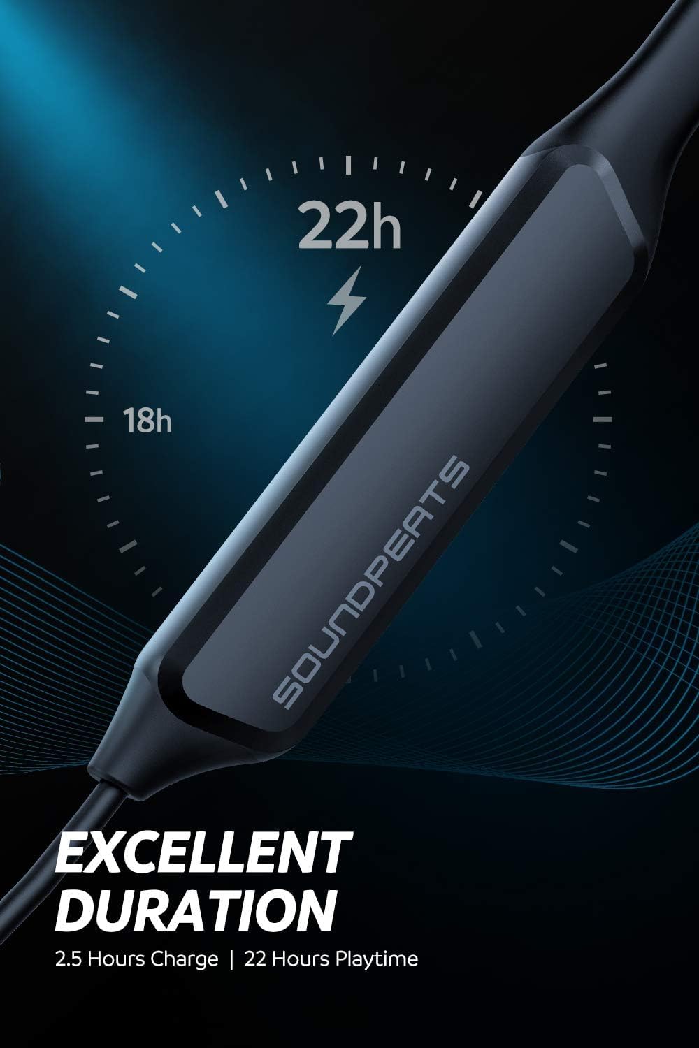SoundPEATS Force Pro Dual Dynamic Drivers Bluetooth 5.2 Wireless Sports Earbuds - IPX7 Waterproof Neckband Headphones with APTX HD Audio, Built-in Mic, 22H Playtime - Perfect for Running, Gym Workouts & Outdoor Activities
