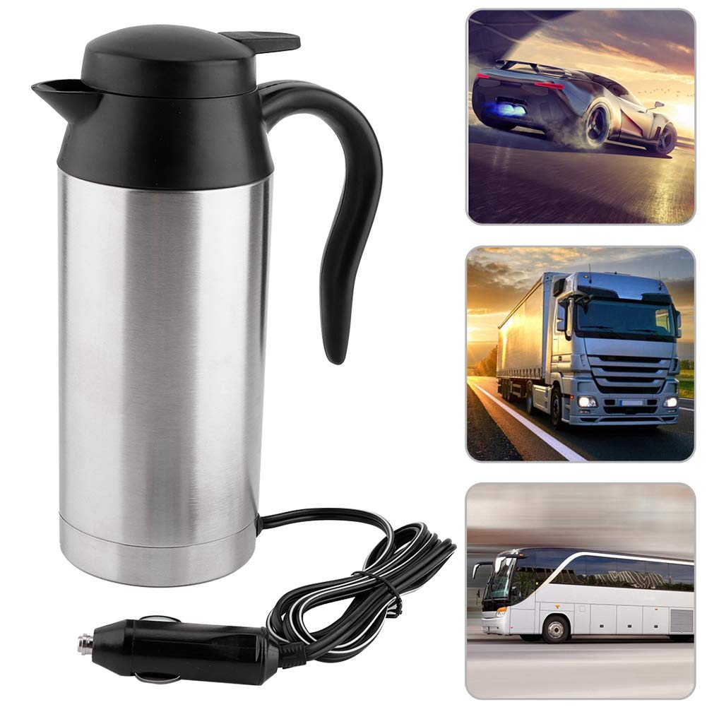 Portable Car Electric Kettle - 750ML Stainless Steel Auto Water Heater for Tea & Coffee | Fast Heating Travel Kettle for Road Trips, Camping & Office Use