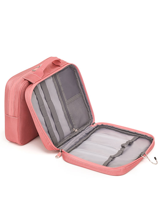 Tosca TCA583 13-Inch Travel Organizer Toiletry Bag for Women - Waterproof Cosmetic Makeup Bag with Hanging Hook, Peach Blossom Pink - Perfect for Vacation, Gym, Business Trips & Daily Essentials Storage
