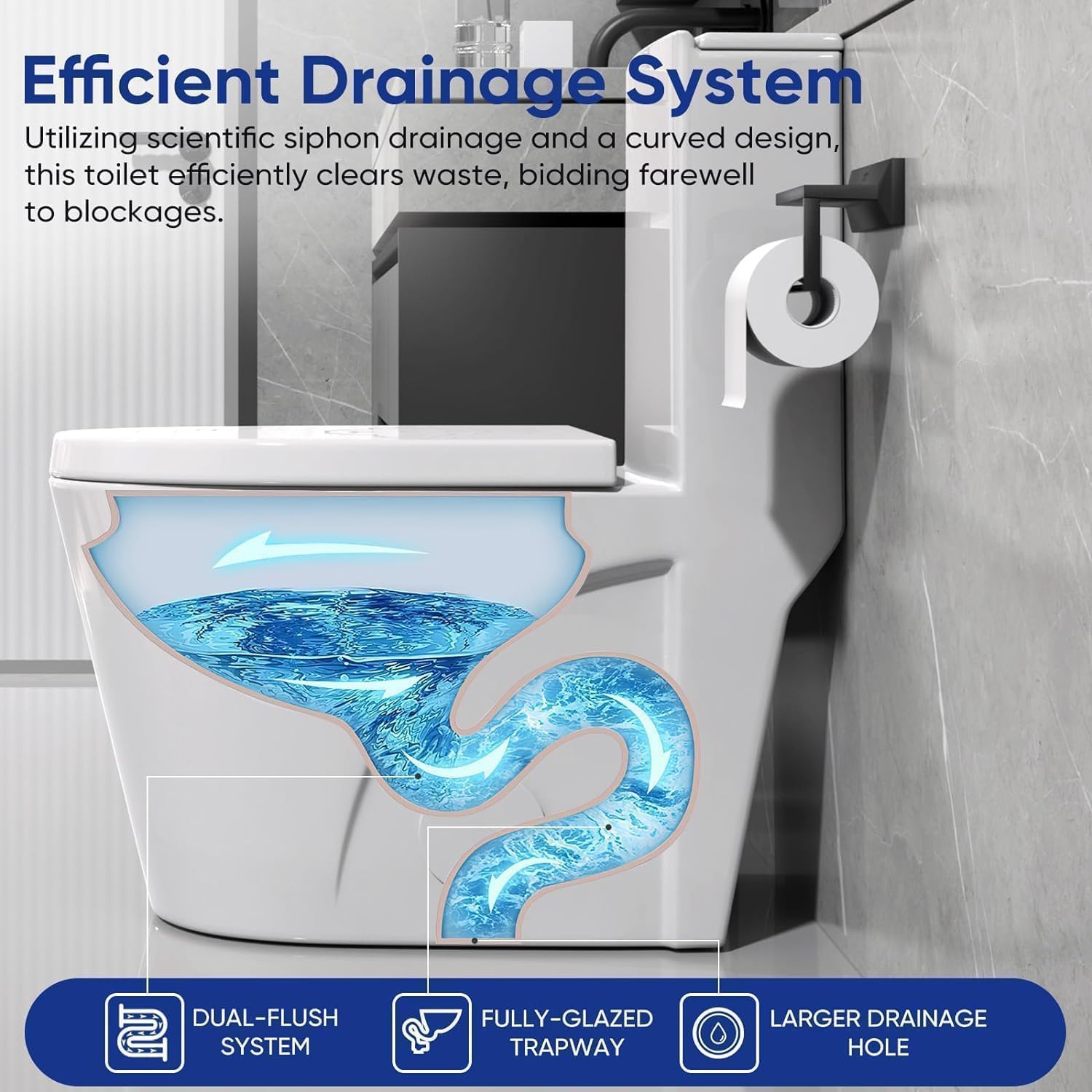 1.6 GPF Elongated Dual Flush Toilet with Soft Close Seat - 15.5