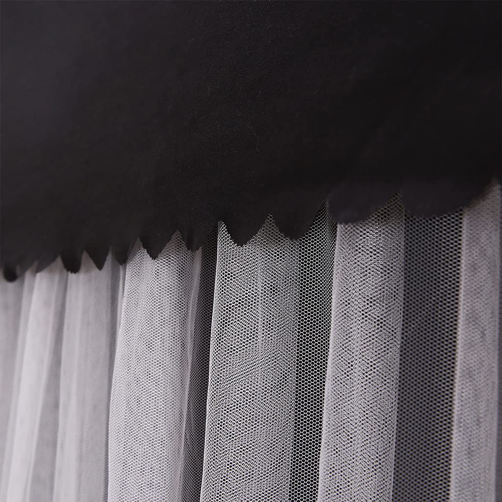 Elegant Princess 4-Poster Bed Canopy with Mosquito Net for Girls & Adults - Twin/Full/Queen/King Size Bedroom Decor (Solid Black, King) - Perfect for Kids' Rooms, Nursery Decor, and Romantic Bedroom Makeovers