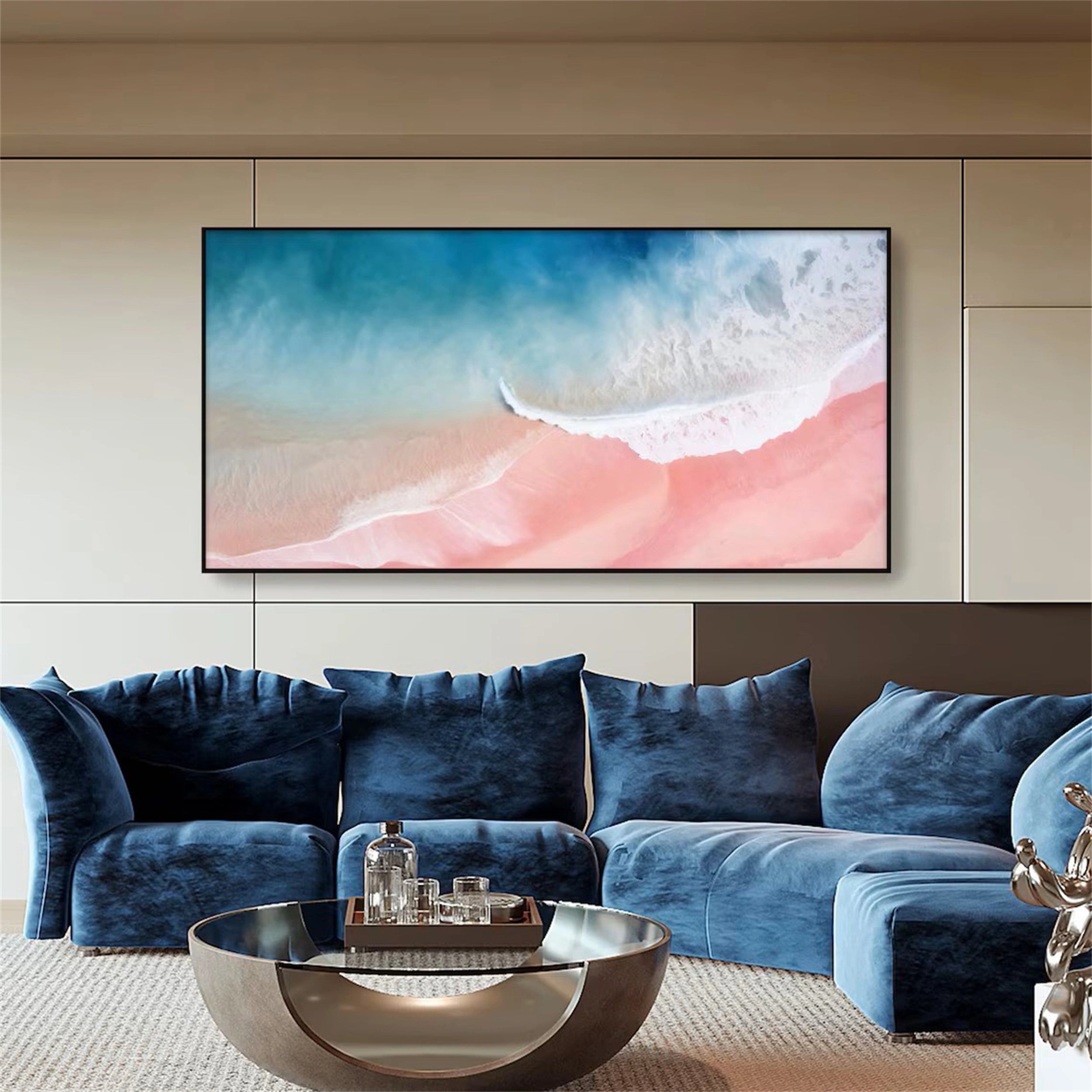 Ocean and Sky Painting #OS 064 - Handmade Seascape Wall Art for Home & Office Decor - Perfect for Living Room, Bedroom, or Beach House