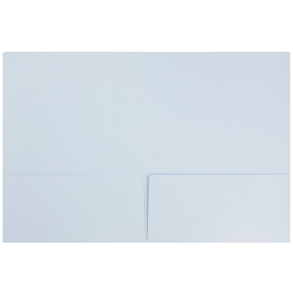 JAM PAPER Premium Matte Cardstock Twin Pocket Folders - Baby Blue - 100 Pack Bulk Office Supplies for School, Work & Document Organization