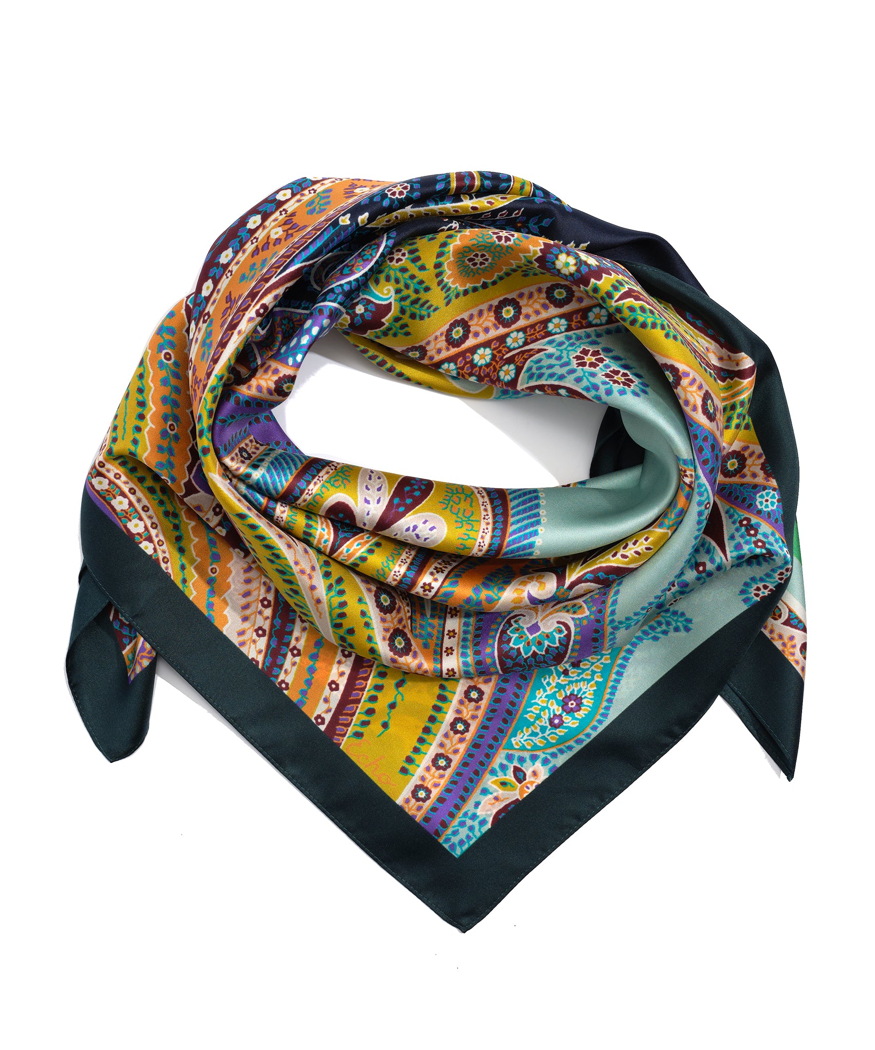 Parlor Paisley 35 Silk Square Scarf - Luxury Fashion Accessory for Women, Elegant Head Wrap & Neck Scarf - Perfect for Parties, Weddings & Office Wear