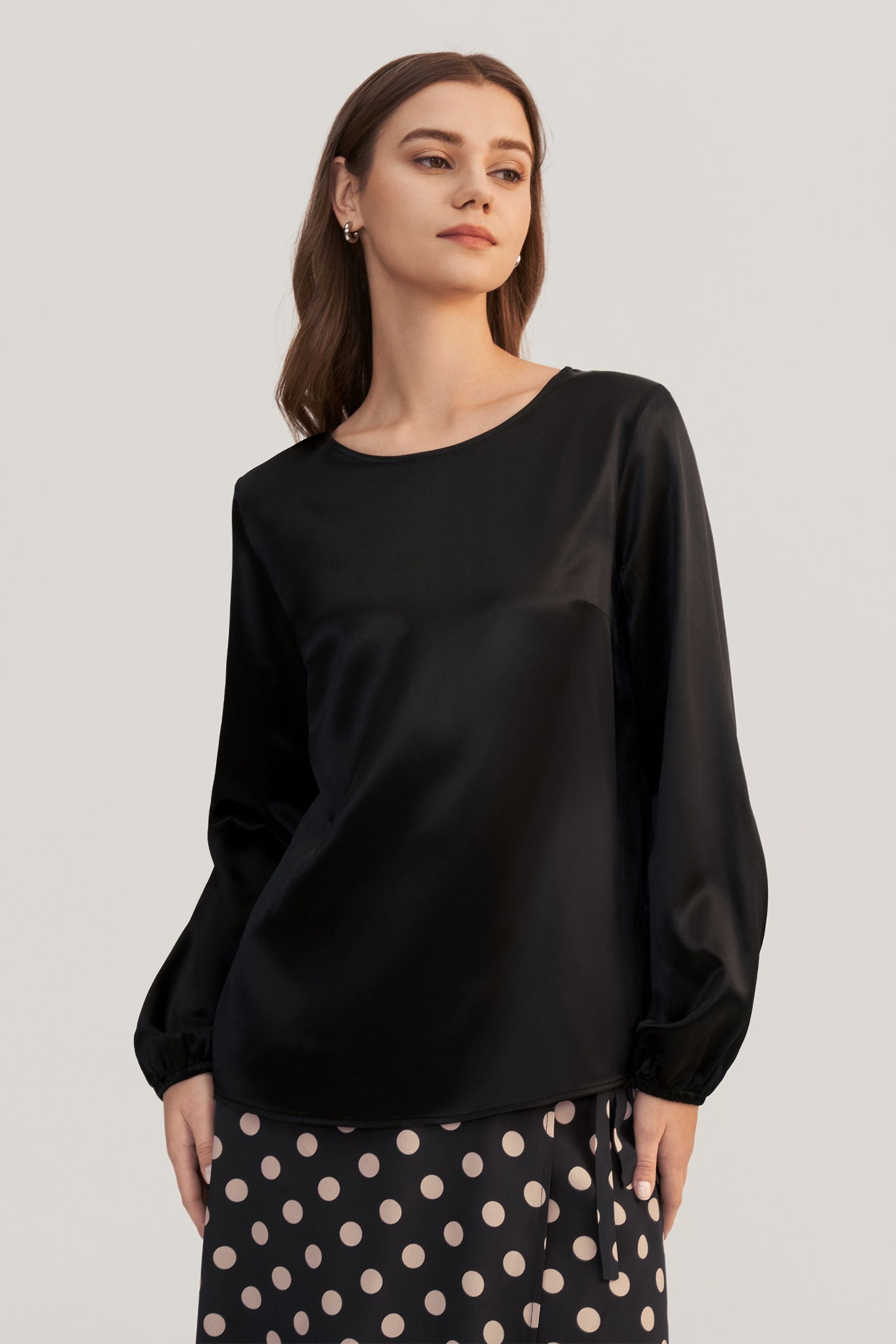 Elegant Round Neck Silk Blouse for Women - Soft & Breathable Luxury Blouse - Perfect for Office, Party & Special Occasions