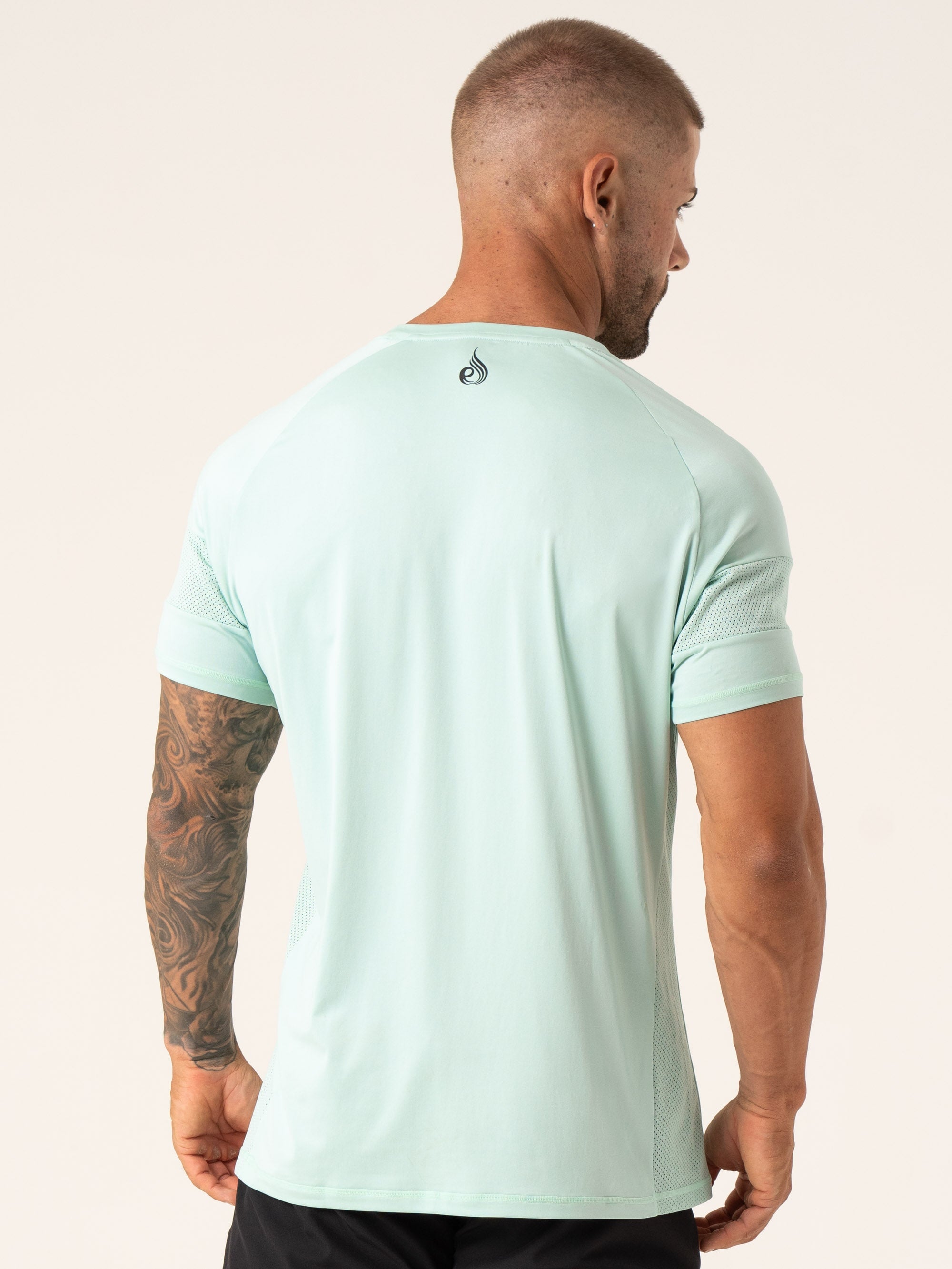Breathable Flex Mesh T-Shirt for Men & Women - Lightweight Aqua Blue Performance Shirt for Running, Gym & Outdoor Activities